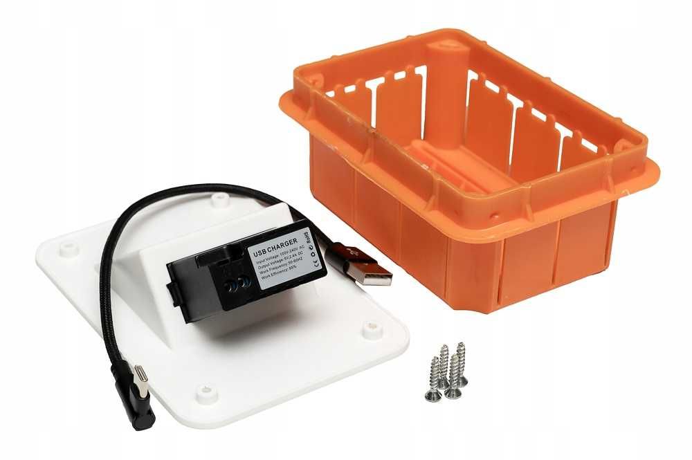 Podtynkowa ładowarka USB (biała, z przewodem USB-C)