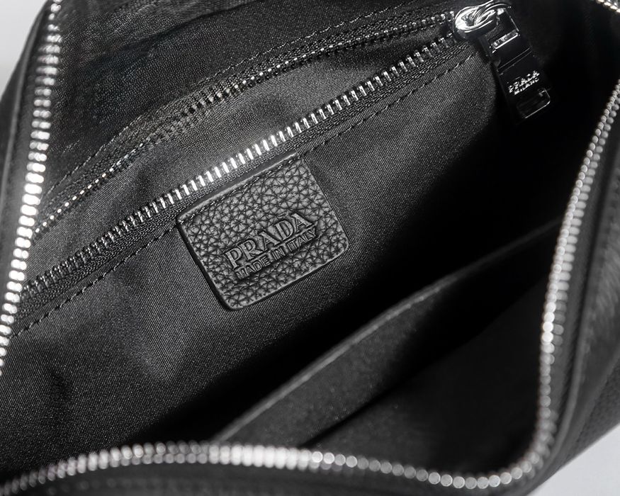 Сумка Prada шкіряна чоловіча чорна Прада барсетка кожа