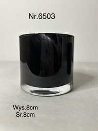 Szklany świecznik w kolorze czarnym nr.6503