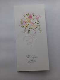 Karnet ślubny, kartka okolicznościowa na ślub, ręcznie malowana, NOWA