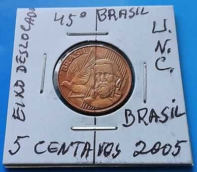5 Centavos Brasil 2005 Eixo Deslocado a 45 Graus" Veja!!