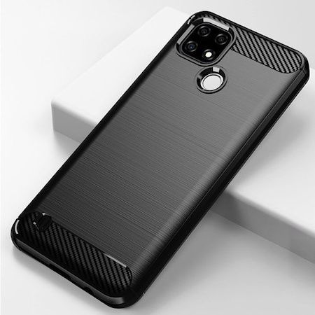 Etui Carbon Case + Szkło Hartowane Płaskie Do Realme C21