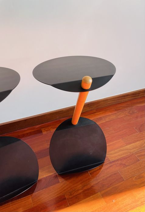 Par Mesas de Cabeceira Metal e Madeira L’Nera