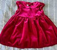 Sukienka welurowa, ciemnoczerwona H&M ,86 cm