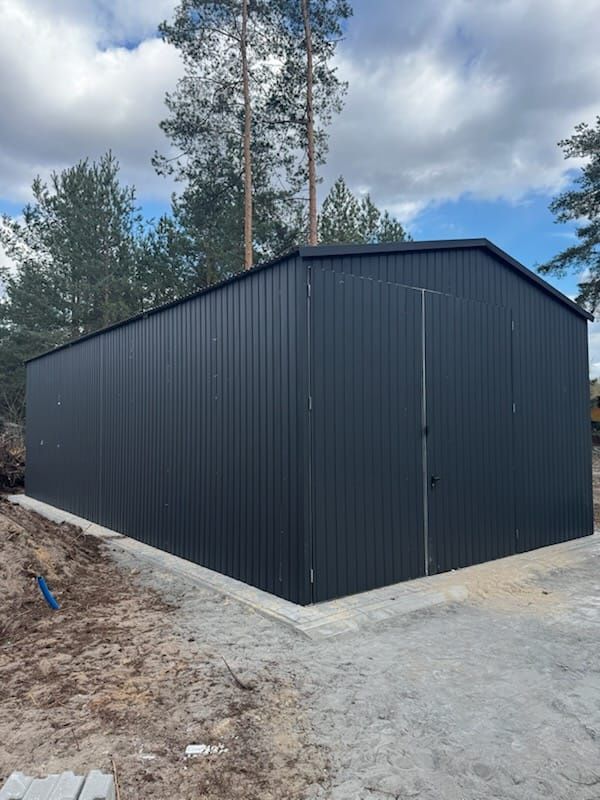 Garaze blaszaki garaz 15x7 grafit mat bramy orzech