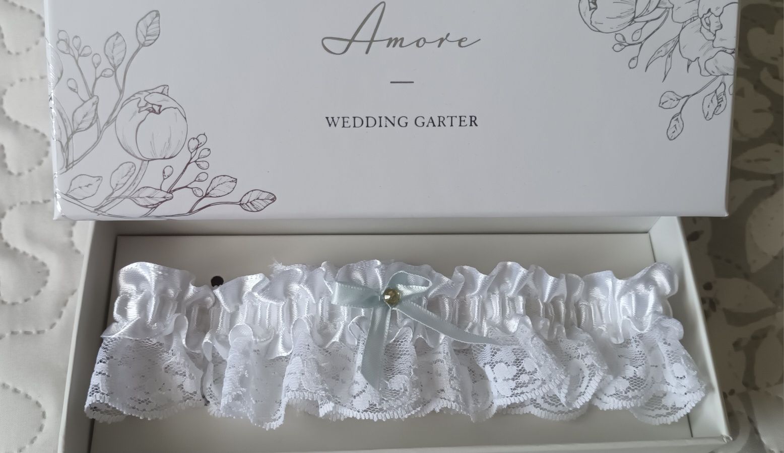 Amore Wedding Garter podwiązka ślubna w ozdobnym pudełku