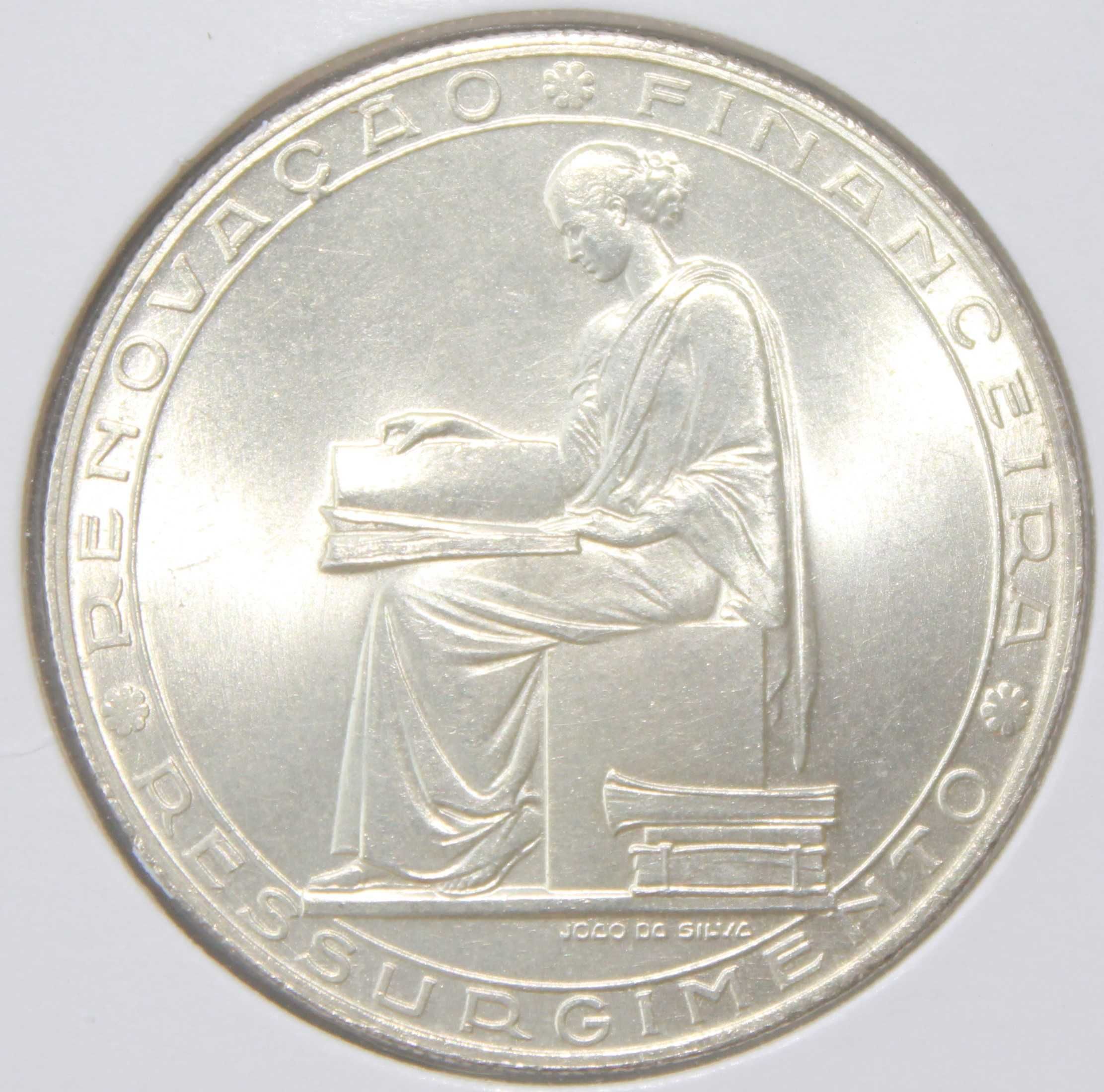 Moeda 20 escudos 1953 Renovação Financeira - Prata