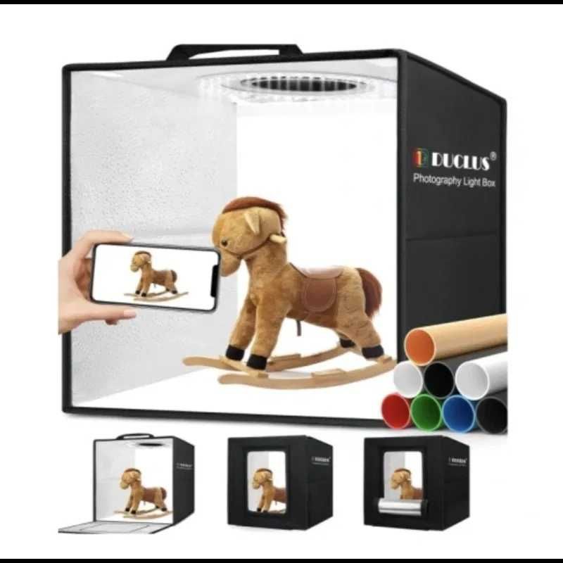 Namiot bezcieniowy 30x30x30 Pudło Fotograficzne z oświetleniem 8x TŁO