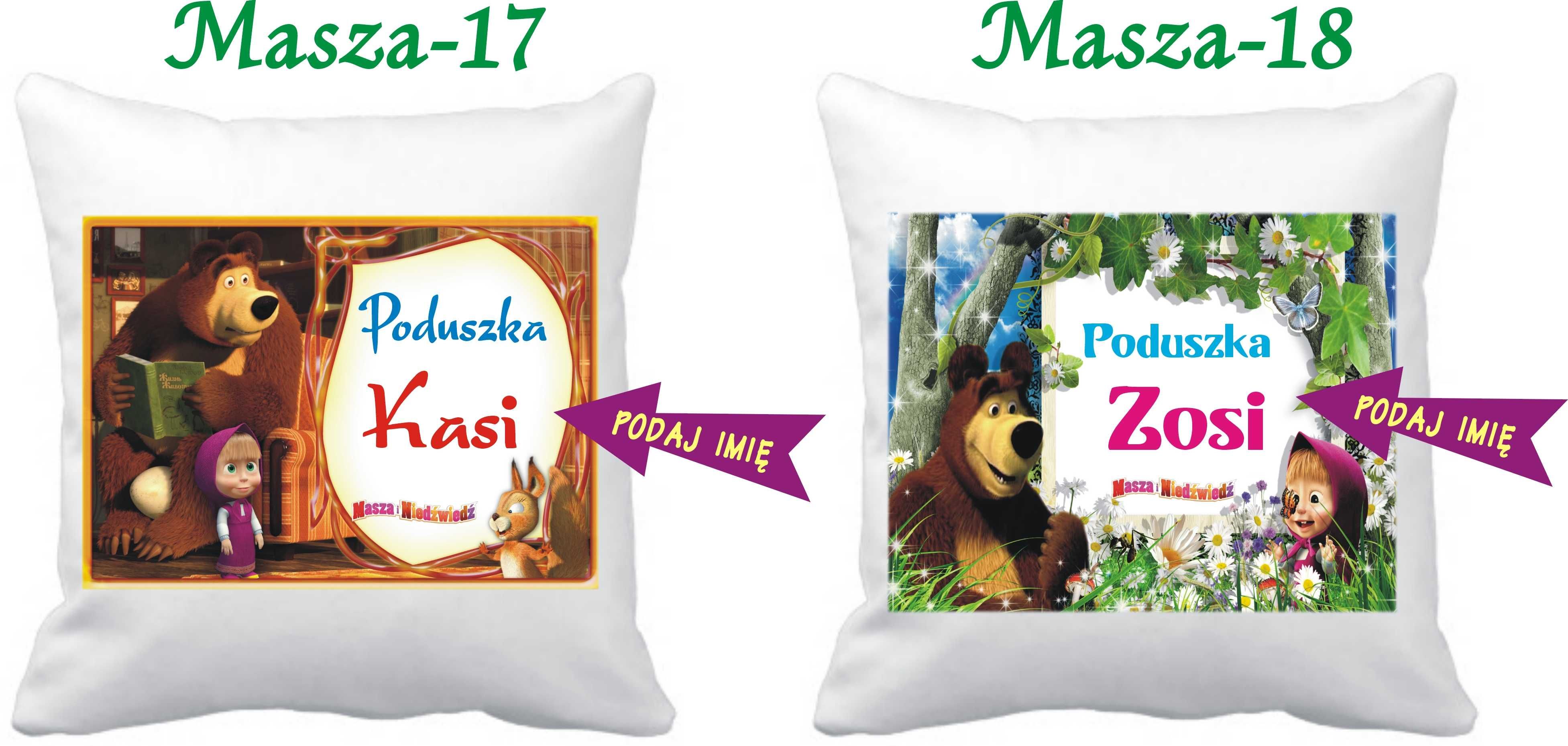 Poduszka z imieniem dziecka  Masza i Niedźwiedź Mikołaj prezent