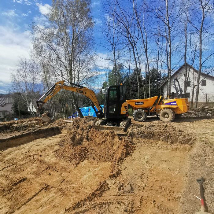 Koparka, minikoparka, niwelacja terenu, wykopy, fundamenty