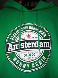 HIT bluza xxl z kapturem Amsterdam ,,Znowu zjarany, znowu pijany..."