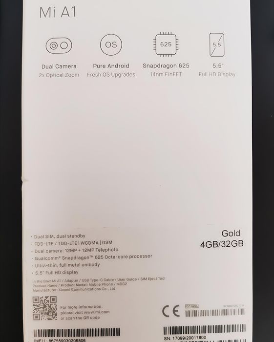 Xiaomi Mi A1 – 32GB / 4GB RAM – Global Version – Gold