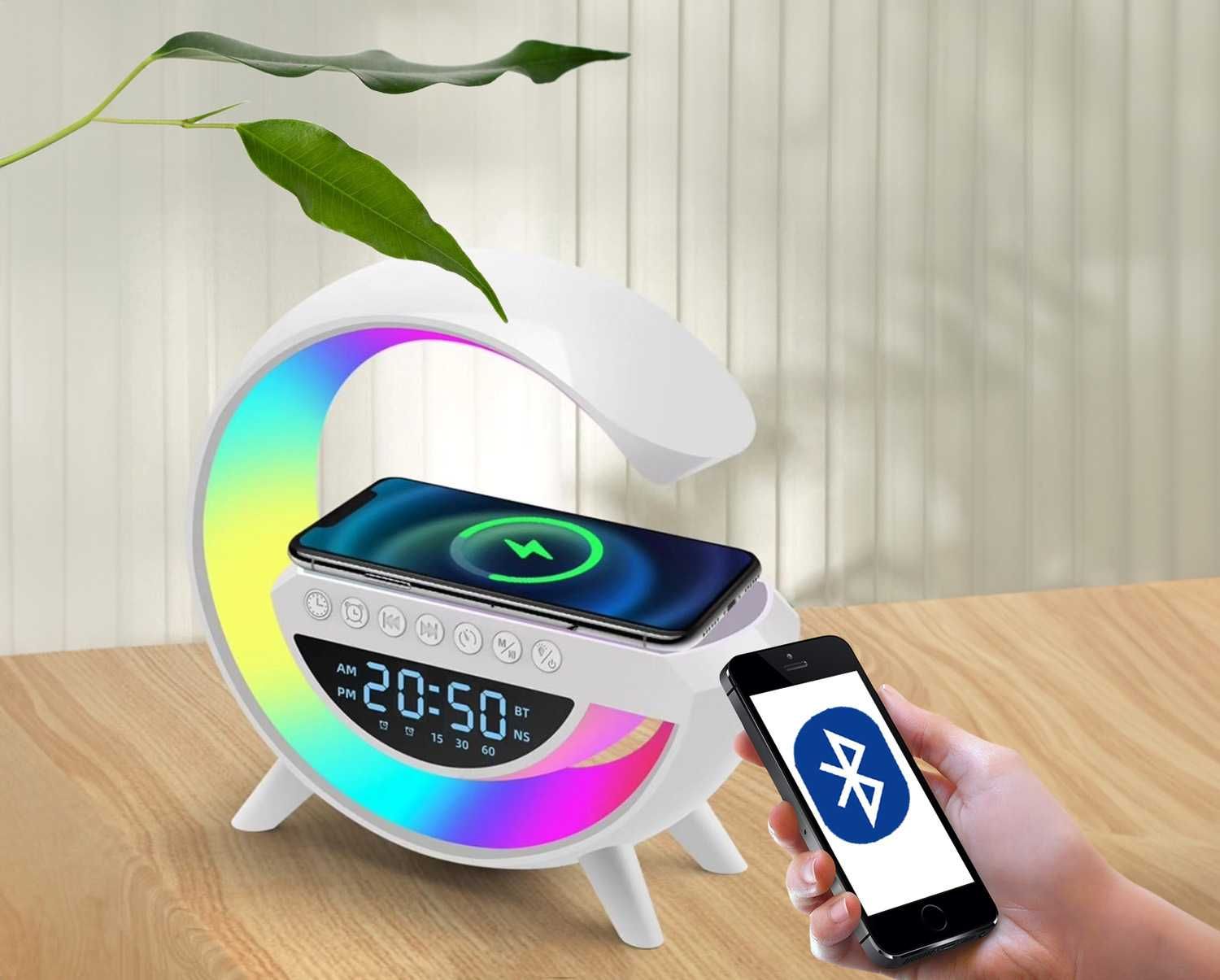 Lampka LED Głośnik Bluetooth Indukcja Budzik Radio Instrukcja PL