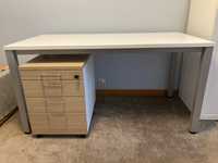 Białe biurko 140 x 70 z kontenerkiem w komplecie
