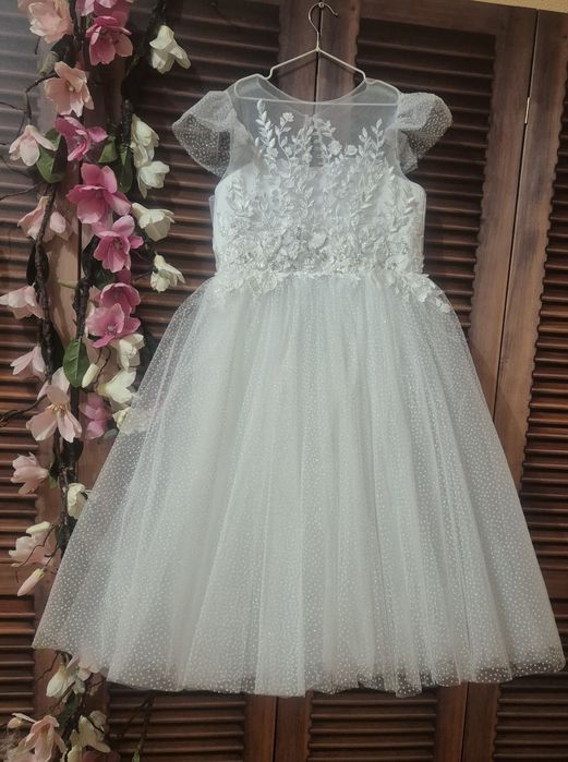 Біле плаття для дівчинки, 152-158 біла сукня на новий рік чи причастя