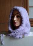 liliowy kaptur fluffy balaclava z alpaki i kid-silka