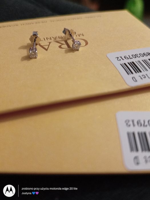 Nowe kolczyki z moissanitem GRA 0,1 ct (3mm) srebro 925