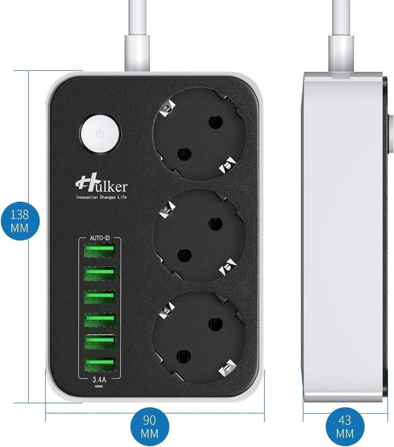 Adapter gniazda wielogniazdowego 6 portów USB, listwa zasilająca