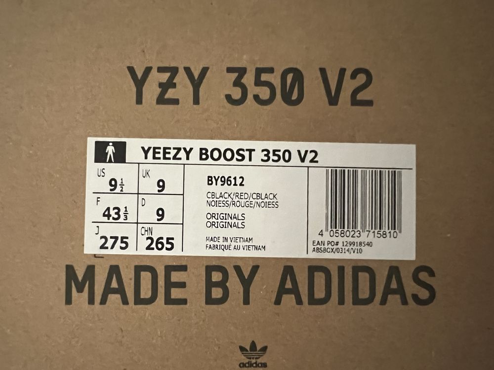 Yeezy Boost 350 V2 Black/Red • Nowe, oryginalne, rozmiar 43 1/3