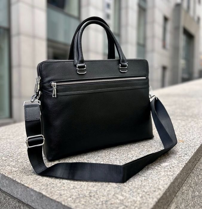 Якісна чоловіча шкіряна сумка- портфель, для ноутбука чи документів