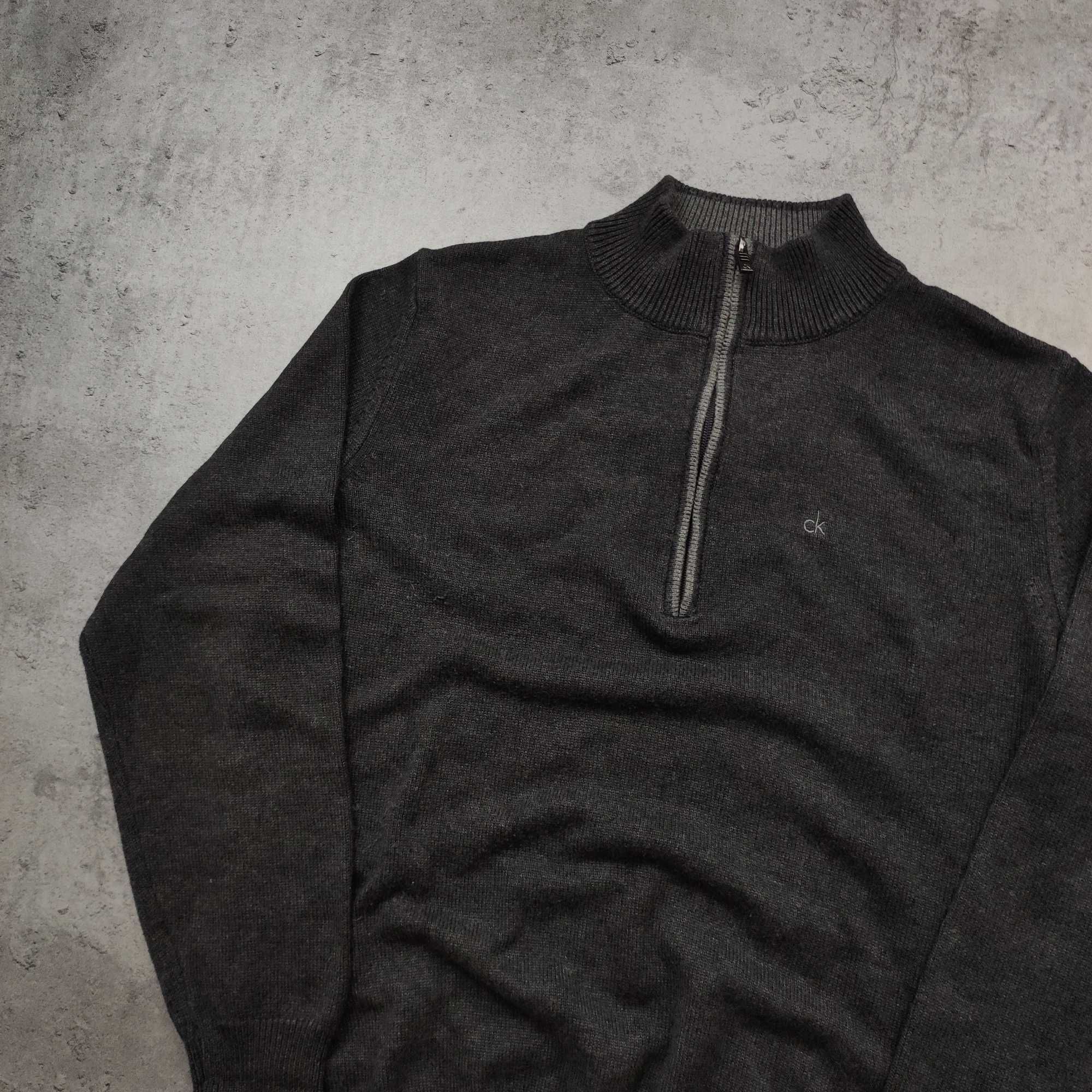 MĘSKI Elegancki Sweter Bawełna PREMIUM Bluza Calvin Klein Golf Suwak