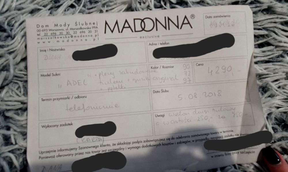 Ślubna suknia Madonna w idealnym stanie
