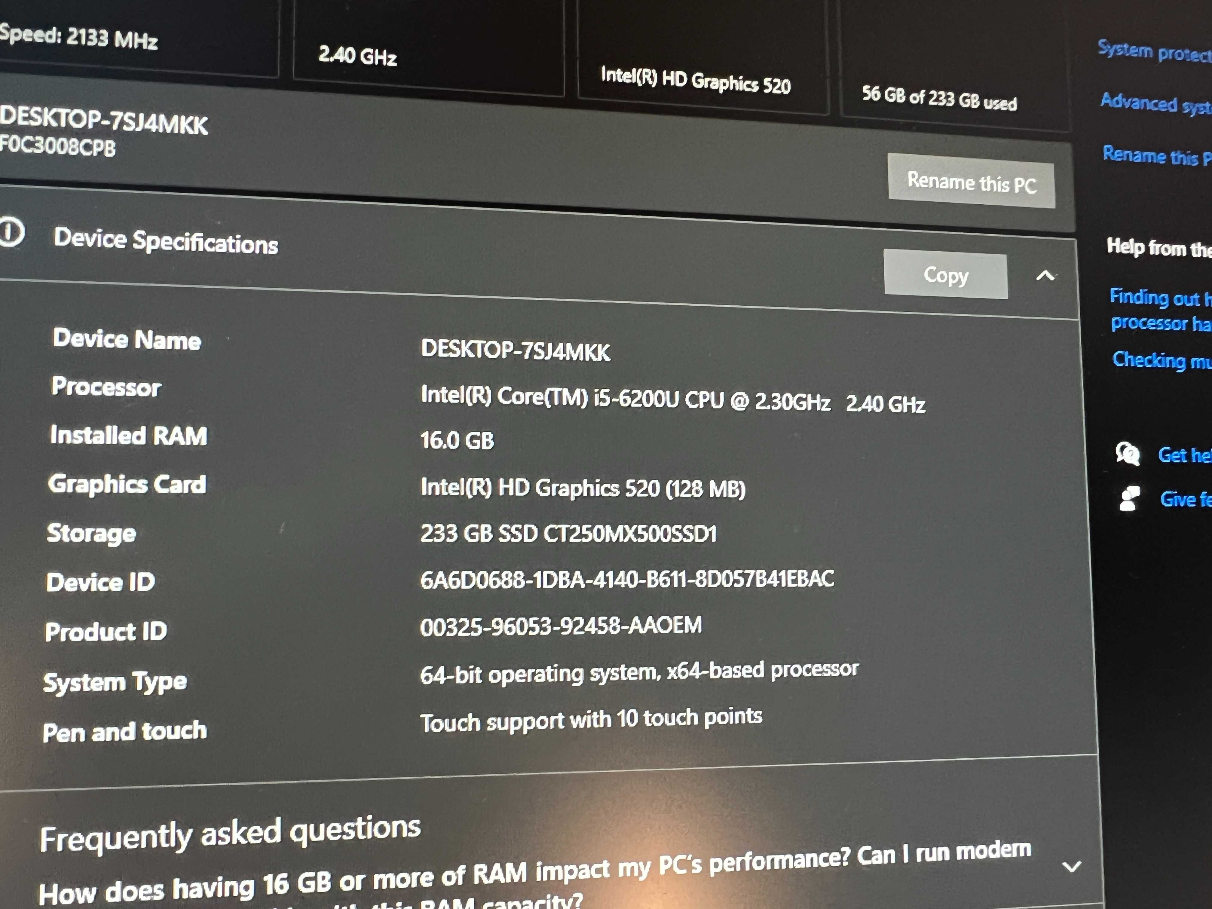 Komputer Lenovo Ideacentre AIO i5 16GB 256 + 256 GB SSD Ekran dotykowy