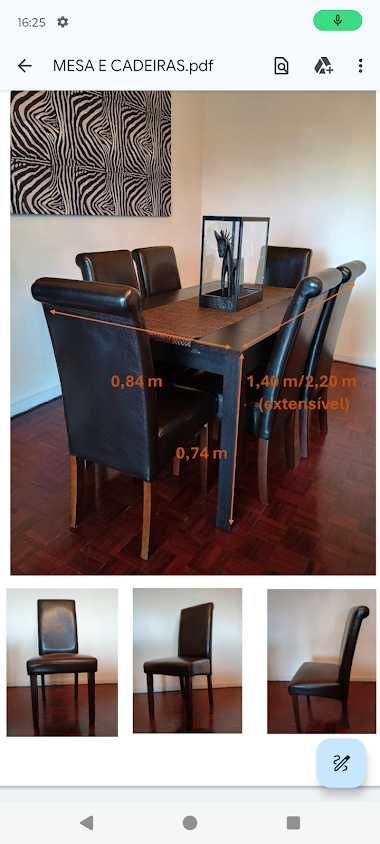 Mesa de sala de jantar com 6 cadeiras