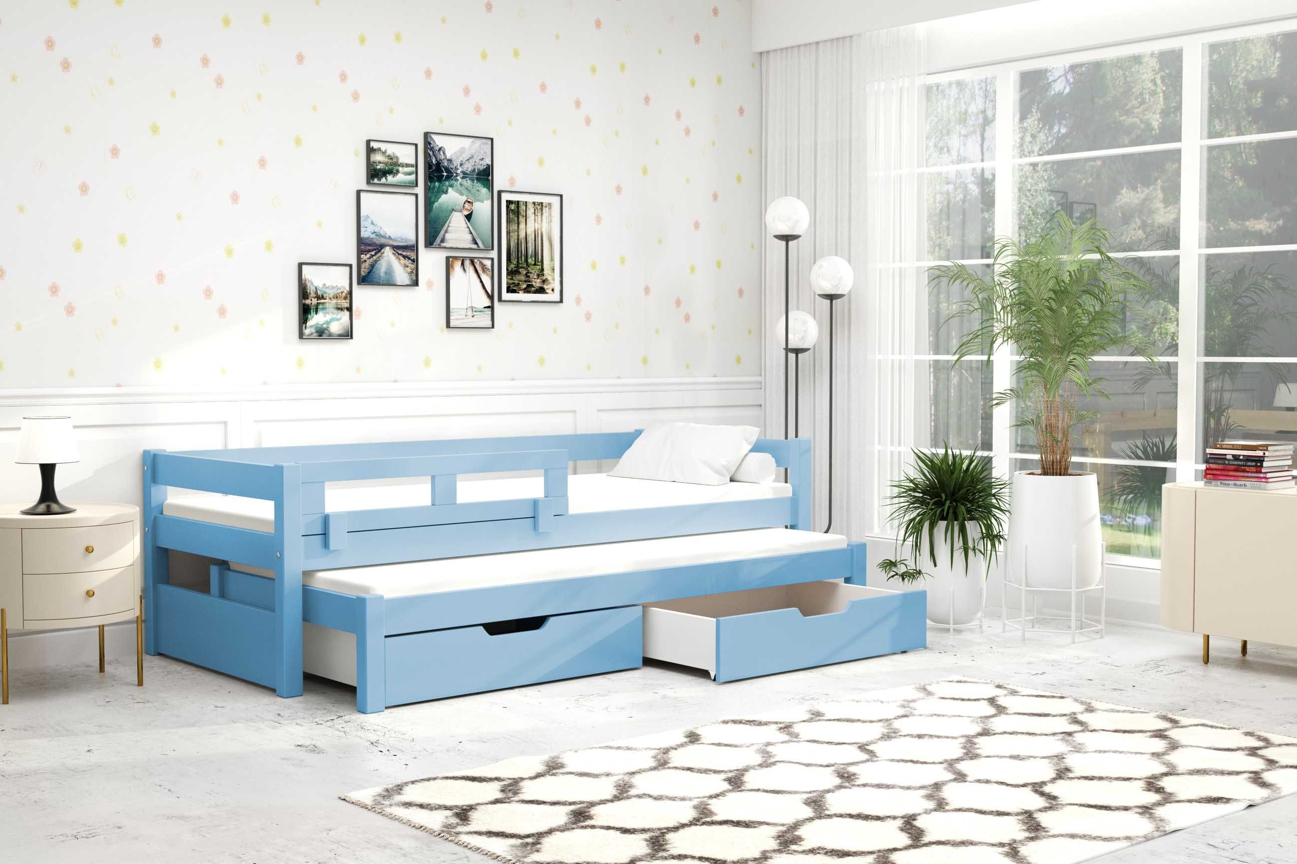 Drewniane łóżko TOMMY 2 os. z szufladami + materace w cenie