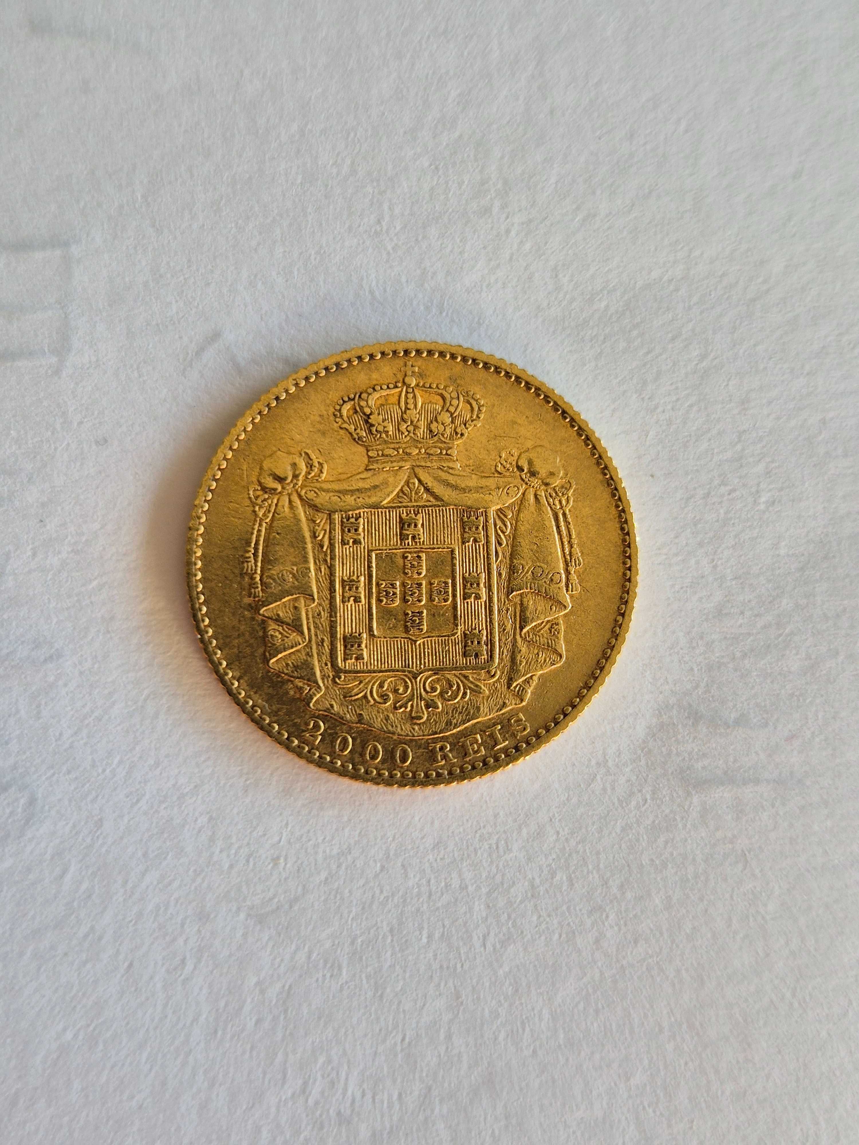Moeda ouro D luis I-2000 Réis ( data escassa)