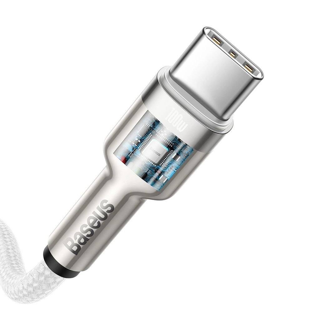 Kabel Baseus Cafule Metal Data USB-C/USB-C QC SCP 100W 5A 1 m biały