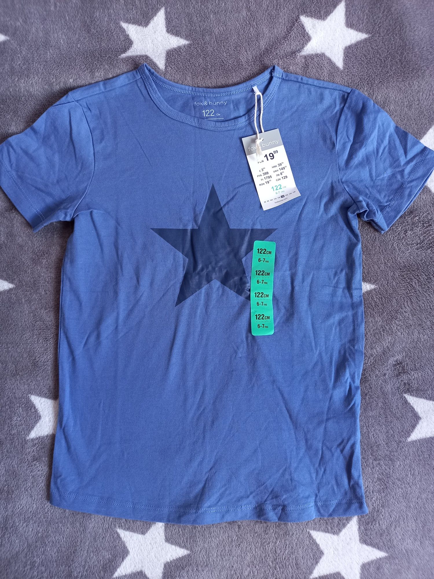 NOWY zestaw koszulka tshirt piżama piżamka sinsay 122 dinozaury star