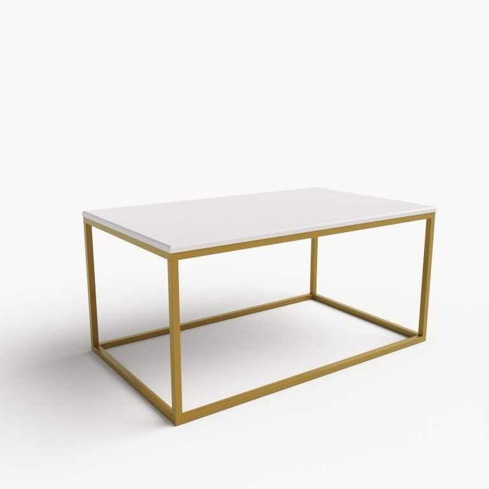 Stolik kawowy Jumo Design biały złoty 100x60