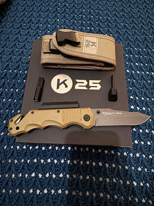 Canivete K25 Tático de Mato com Lanterna + Caixa – Bom Estado