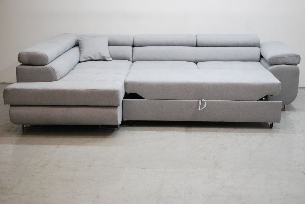 OAA DESIGN NOWOCZESNY NAROŻNIK  funkcja spania pojem szara tkanina