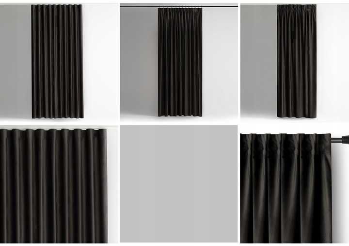 Zasłona welurowa velvet plus szarfa taśmie wave multi 140x270 Czarna