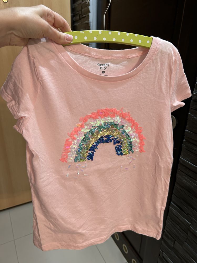 Bluzka koszulka letnia Carter’s  cekiny 134/140 t-shirt jasny róż