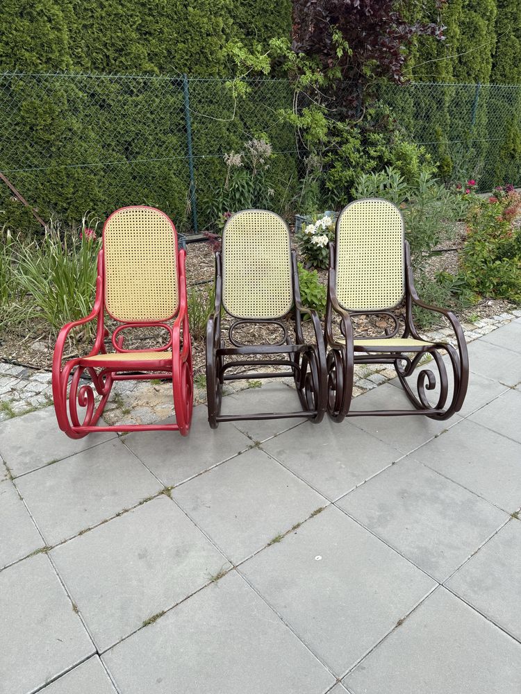 Fotel Bujany PRL - czerwono rozowy.
