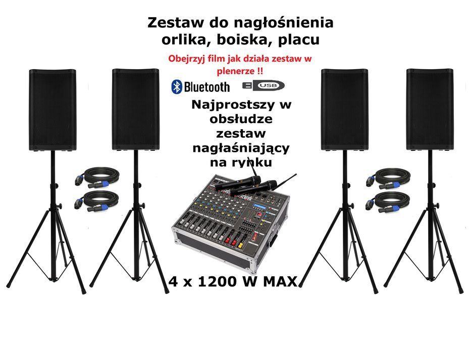 Zestaw nagłośnienia  2 x 2400 W  DELTA AUDIO SET18-412