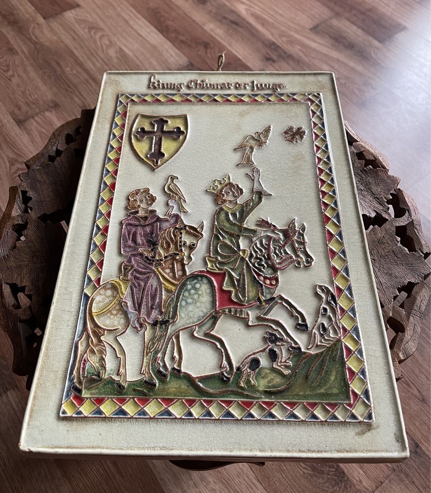 Płyta ścienna Karlsruher z majoliki ceramiczna König Konrad der Junge