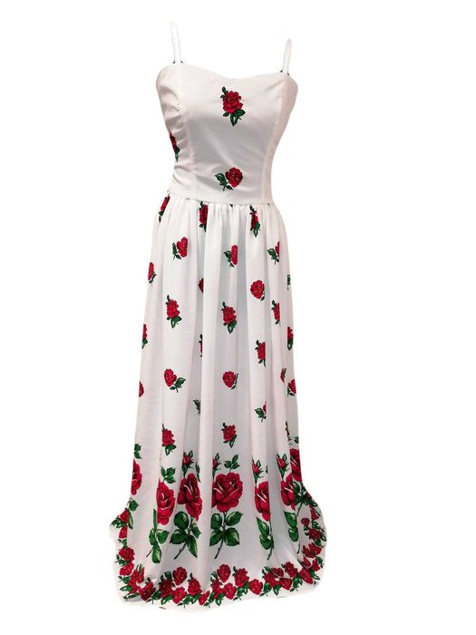 sukienka ślubna folk, maxi ,kwiaty, róże