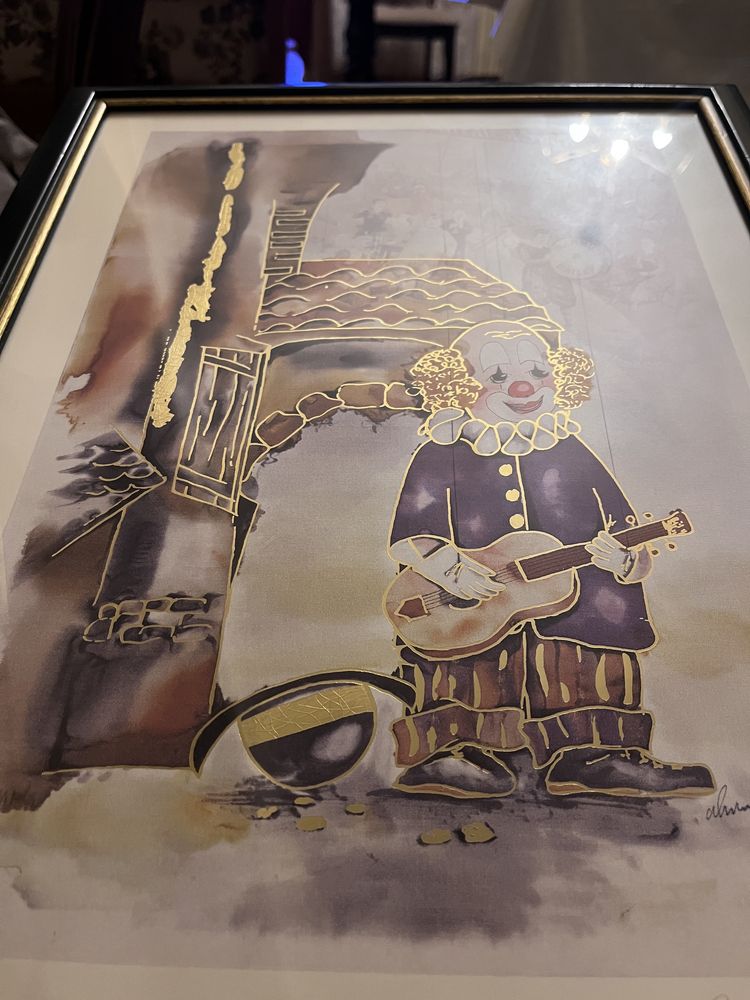 Piękna złocona grafika „Klaun” - A. Ahrweiler - galeria