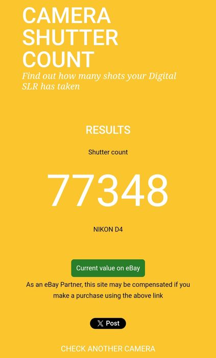 Фотоапарат NIkon D4 пробіг мало