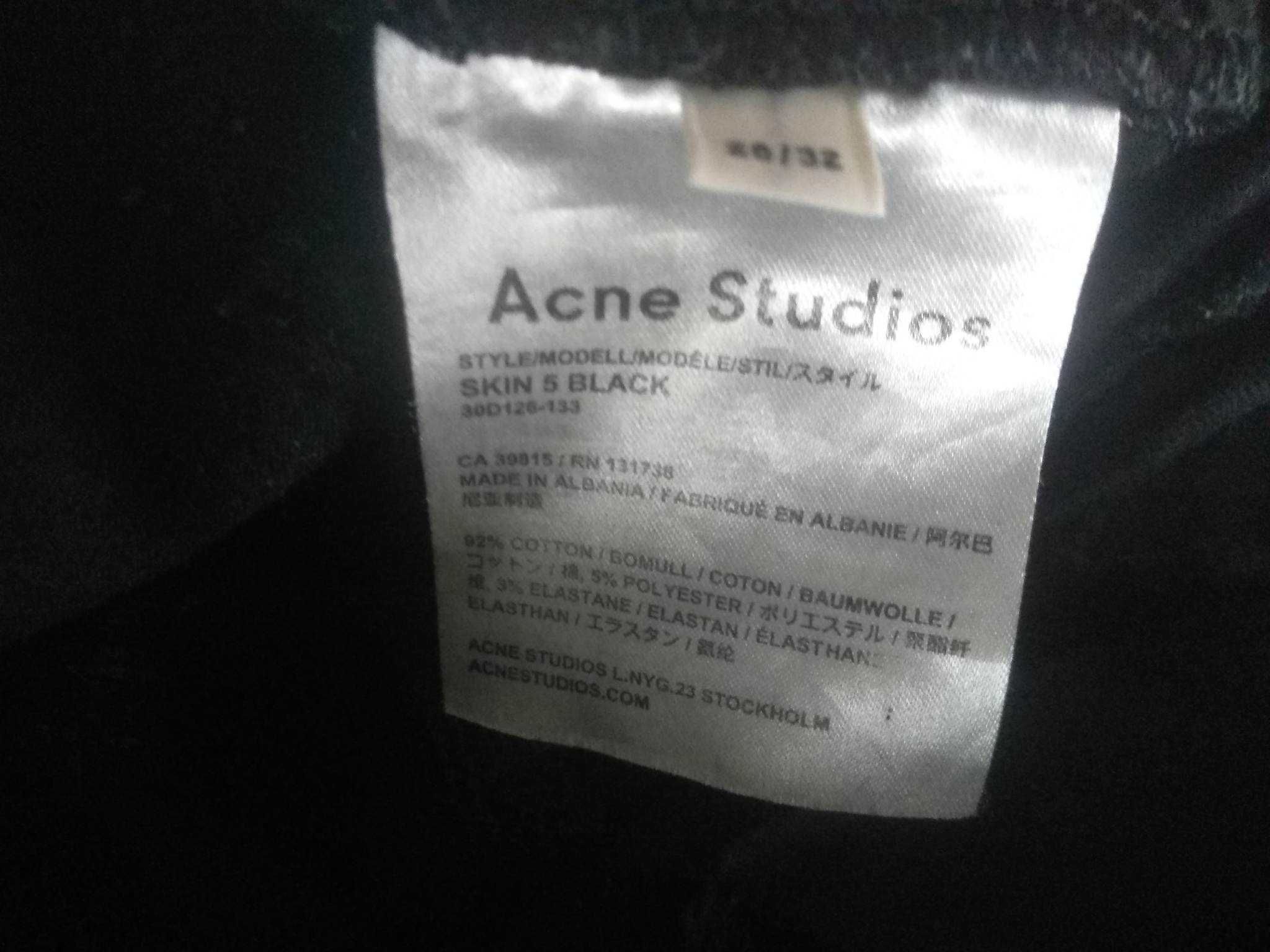 Acne Studios Skin 5 Black W28L32 jeansy elastyczne