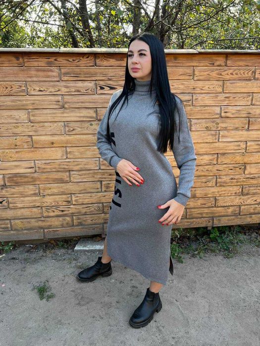 Жіноча сіра сукня на зиму Туреччина 46/48 розмір
