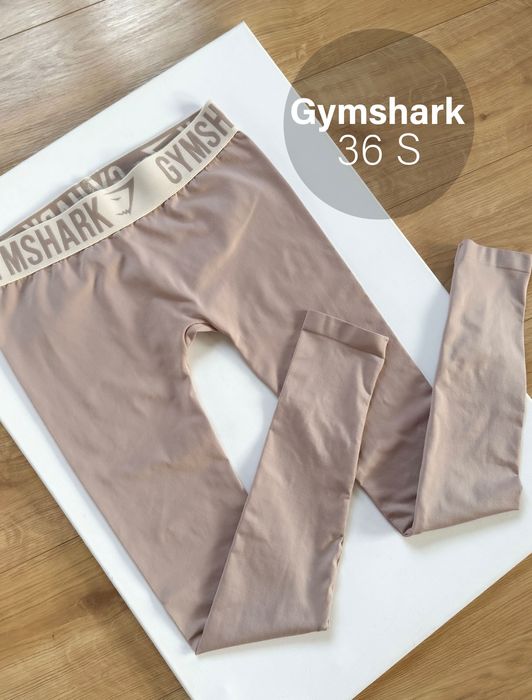 Gymshark Legginsy 36 S długie beżowe nieprześwitujące na siłownię