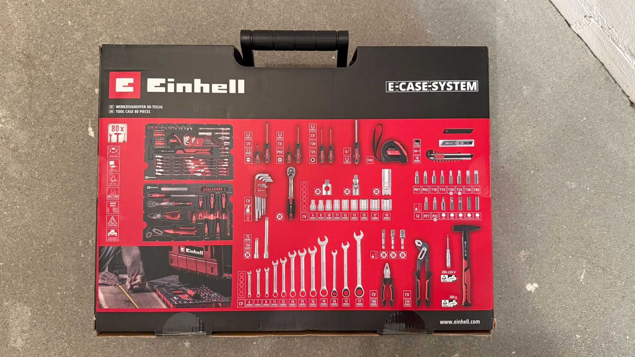 Einhell E-CASE zestaw narzędzi w walizce z tworzywa sztucznego 80szt.