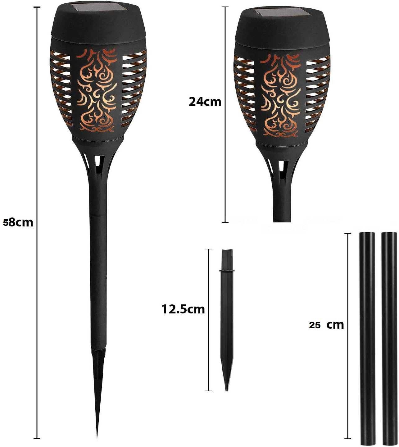 Nowy zestaw lampek solarnych / LED / solar / 4 szt / płomień !7536!