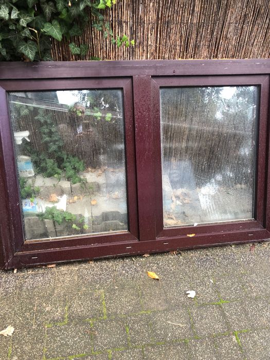 Okno pcv Szer 150 wys 100 plastikowe 180x100  brązowe białe