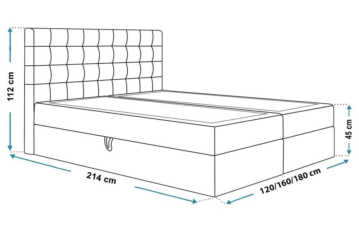 Łóżko kontynentalne BOX II 120 × 200 topper, dwa pojemniki